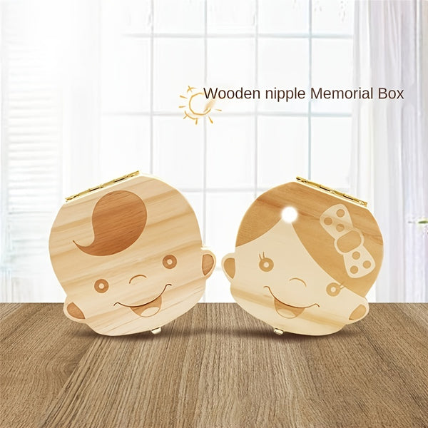 Wooden Baby Kids Tooth Storage Box Teeth Umbilical Lanugo Organizer Gift Keepsakes Save