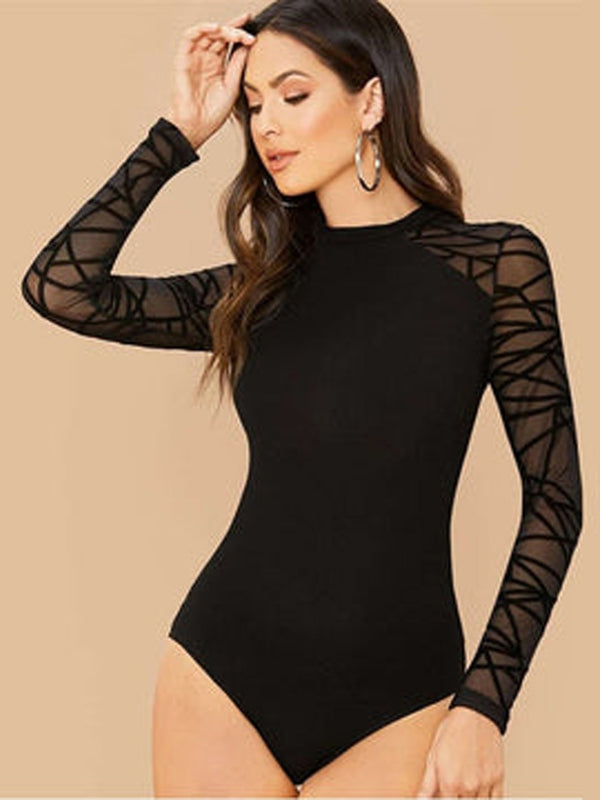 Women's Bodysuit Casual Solid Crew Neck Long Sleeve Sexy Bodysuit