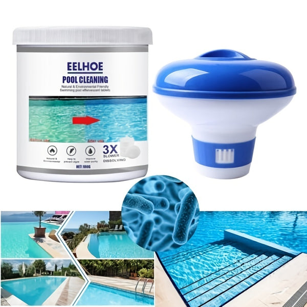 1 Set Pool Cleaning Tablet With Floating Chlorine Chemical Dispenser Tub Swim Kit