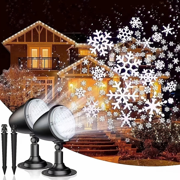 2 Pcs, Snowfall LED Light Projector, Outdoor Christmas Snowflake Lights Projector, Sanwsmo Christmas LED Projector Lights