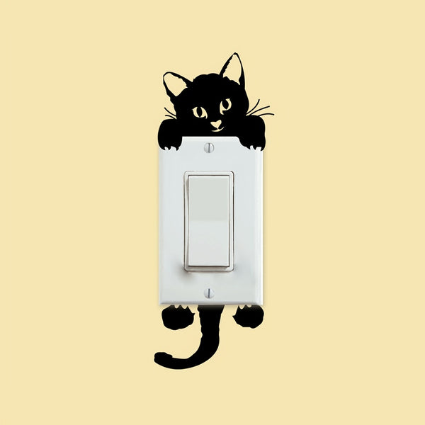 1pc Cute Cat Bedroom Switch Wall Sticker, Removable 3D Stereo Wall Sticker