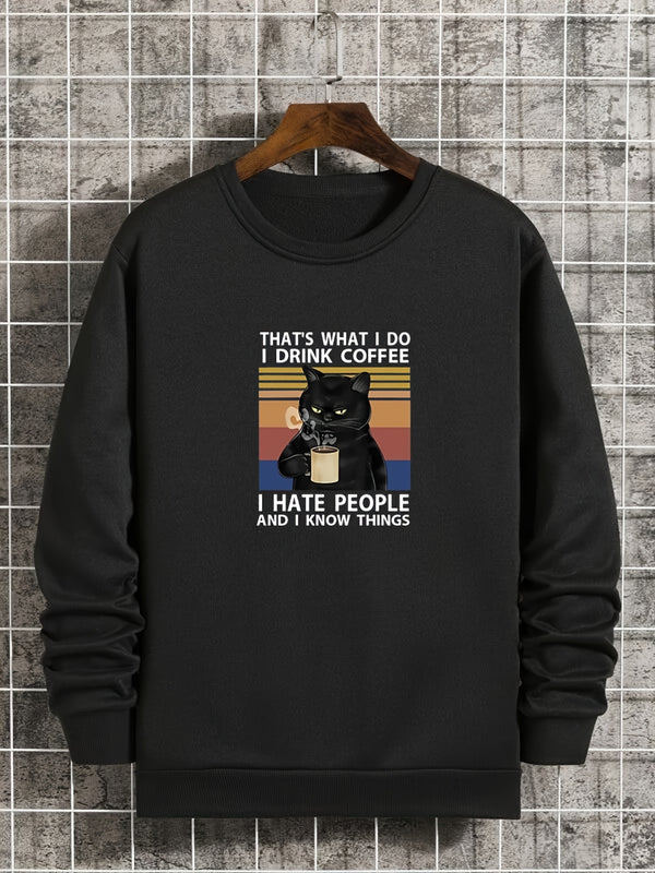 Men's Plus Size "That's What I Do" Kitty Pullover Sweatshirt For Big And Tall Guys