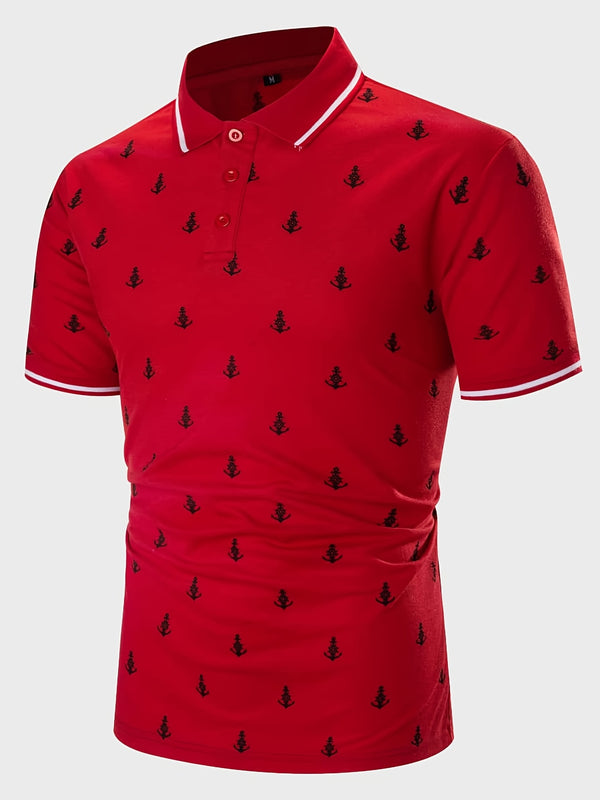 Men's Polo Shirts, Casual Solid Color Prints Slim Fit Lapel Cotton Polo Shirt Christmas Gifts