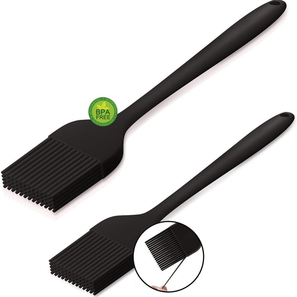 1pc/2pcs Silicone Basting Brush, Heat Resistant Pastry Brush Set, Strong Steel Core And One-Pieces Design, Perfect For BBQ Grill Baking Kitchen Cooking, BPA Free And Dishwasher Safe