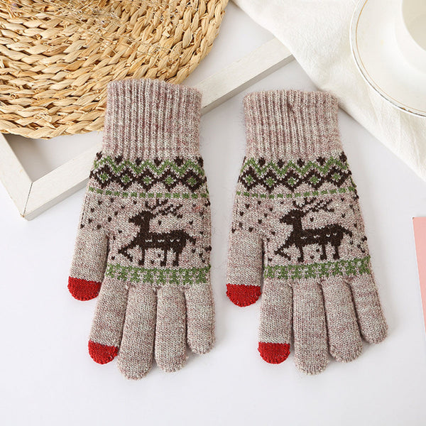 Ladies Christmas Knit Warm Touch Screen Gloves