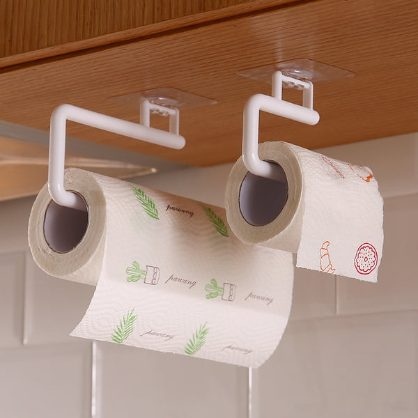 1pc Punch-free Kitchen Special Tissue Holder, Roll Paper Holder, Hanger, Plastic Wrap Storage Rack, Toilet Paper Hook, Duster Rag Holder 3lbs(Max Weight)