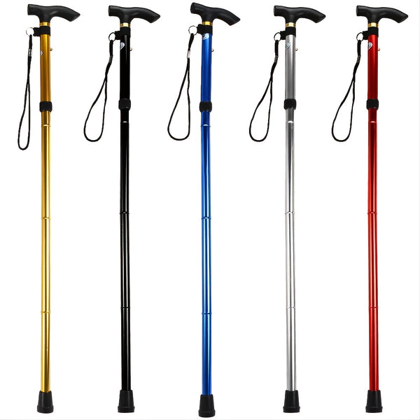 Foldable Lightweight Walking Stick, Trekking Pole With Rubber Tip, Adjustable Height