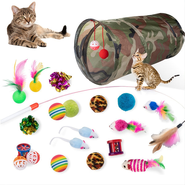 Cat Channel Set, 21-piece Camouflage Pet Toys