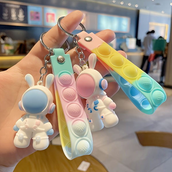 Multicolor 3D Soft Rubber Creative Space Rabbit Key Chain Hand Bag Pendant Gifts For Classmates And Colleagues Backpack Accessories