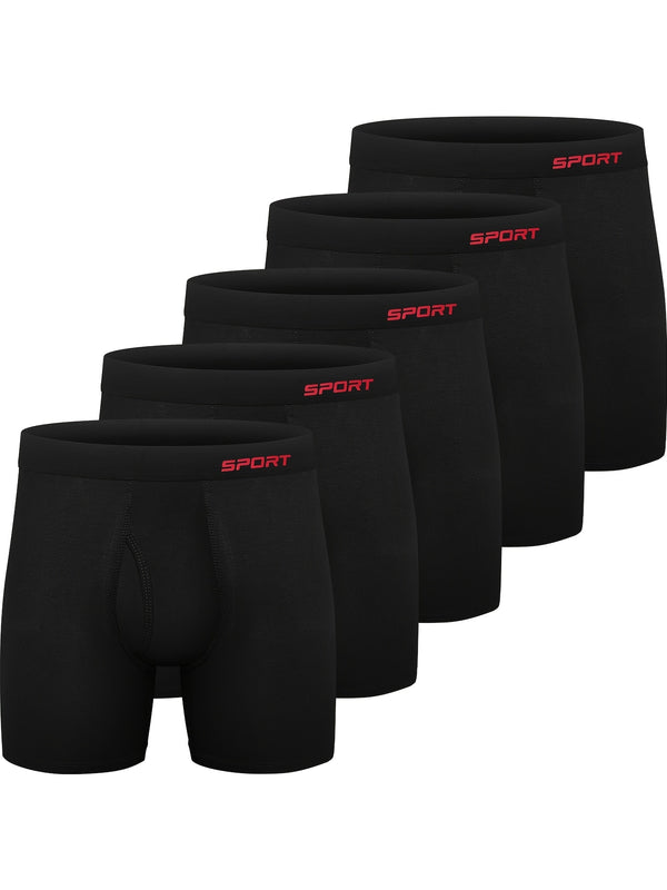 5pcs Men's Comfort Regular Stretch Elastic Breathable Cotton Boxer Briefs