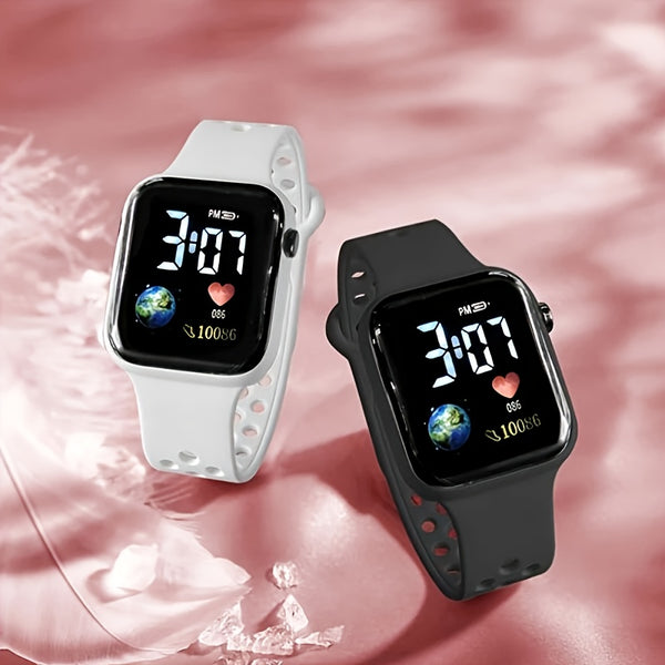 2pcs Square Sports Electronic Watch Set