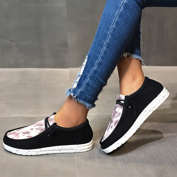 Women's Canvas Sneakers, Lace Up Low Top Round Toe Shoes, Women's Footwear