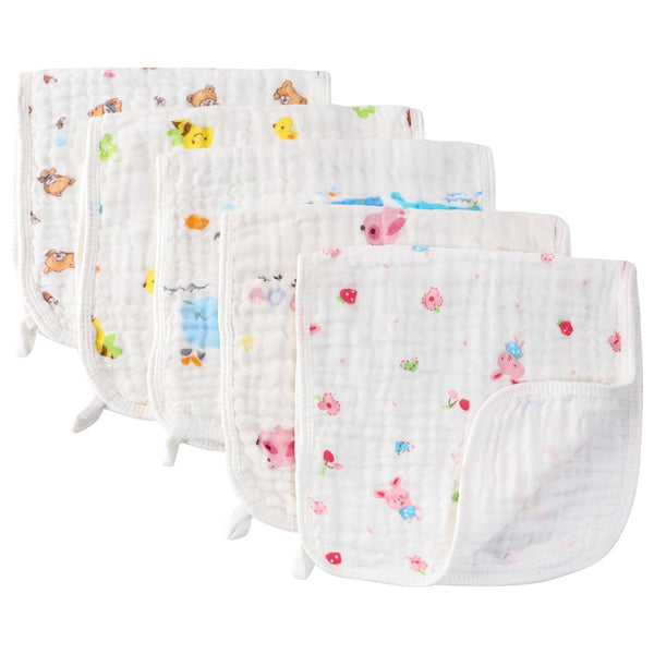 Muslin Burp Cloths Baby Burp Clothes For Boys Girls 100% Cotton Large 20''X10'' 6 Layers Thicken Super Soft Absorbent(5pcs/Pack)