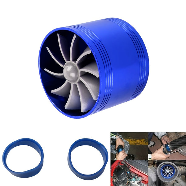 Car Air Intake Turbonator, 64mm Single Fan Turbo Engine, Turbine Super Charger Gas Fuel Saver Turbo