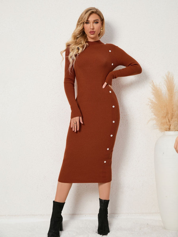 Women's Dresses Crew Neck Elegant Long Sleeve Solid Fashion Skinny Fall Winter Dresses