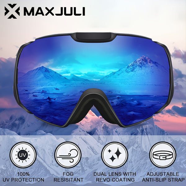 MAXJULI Ski Goggles OTG Anti-Fog Design Double Layer Aurora Len Snow Goggles M4, Christmas Gift, Warm Heart In Winter