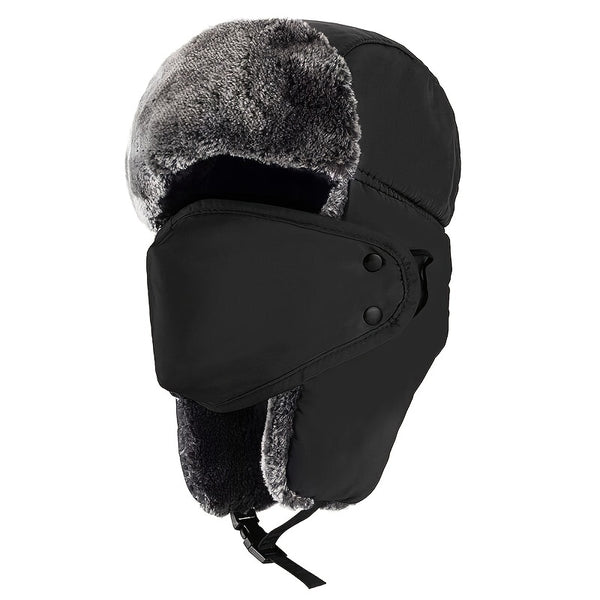 Classic Winter Hat, Ear Block Chin Strap And Wind Mask