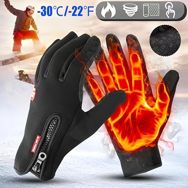 Bicycle Gloves For Men, Outdoor Touch Screen Winter Warm Full Finger Gloves