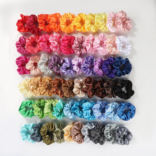 60 Colors Imitation Silk Large Satin Hair Scrunchies Elastic Hair Bobbles